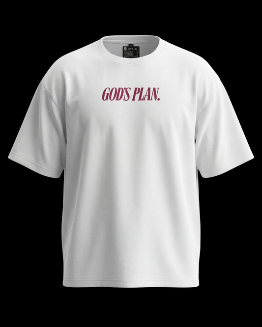 GOD'S PLAN WHITE UNISEX OVERSIZED TSHIRT