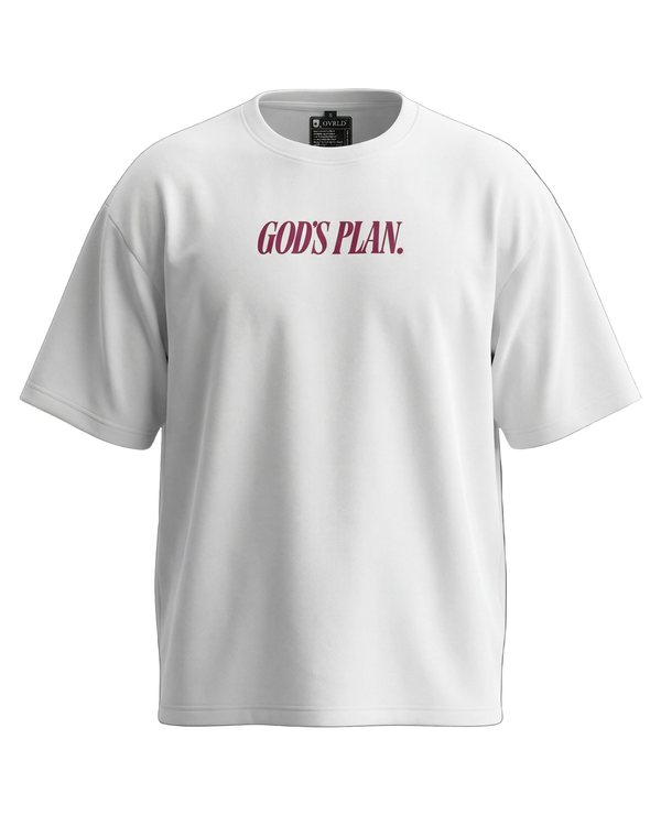GOD'S PLAN WHITE UNISEX OVERSIZED TSHIRT