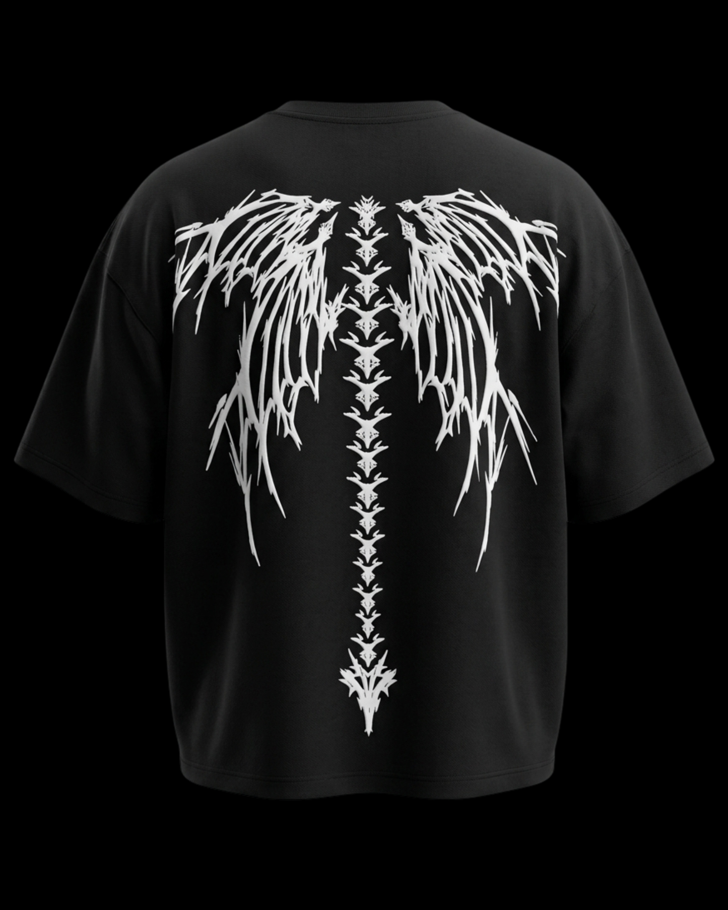 FALLEN SPINE BLACK UNISEX OVERSIZED TSHIRT