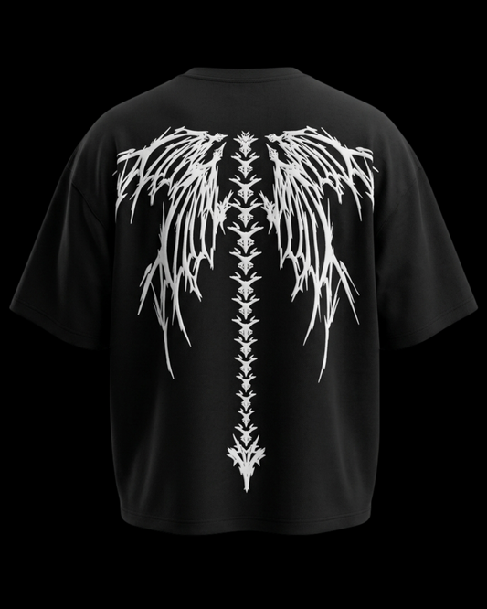 FALLEN SPINE BLACK UNISEX OVERSIZED TSHIRT