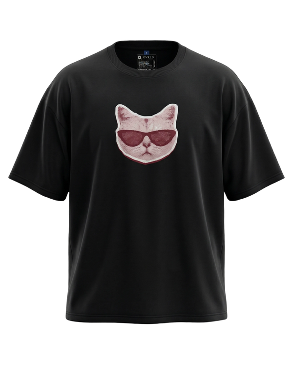 AFTERPARTY CAT BLACK UNISEX OVERSIZED TSHIRT