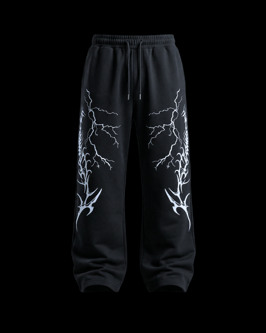 LIGHTNING BLACK UNISEX BAGGY PANTS