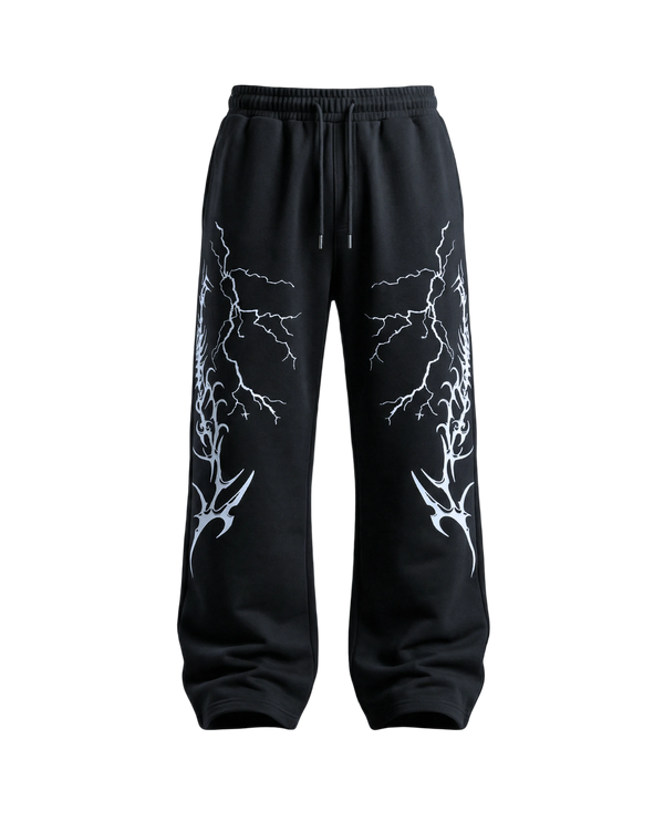 LIGHTNING BLACK UNISEX BAGGY PANTS