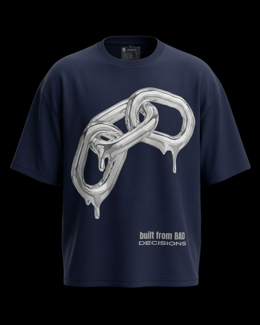 BAD DECISIONS NAVY BLUE UNISEX OVERSIZED TSHIRT