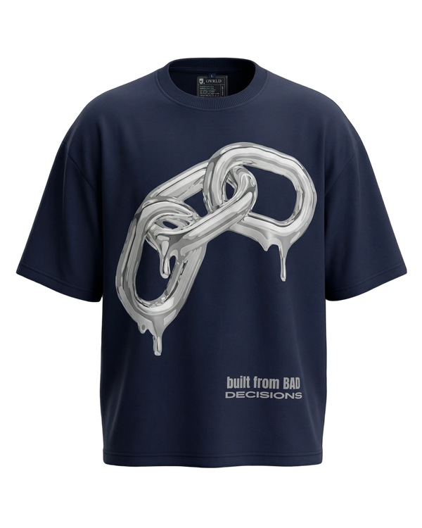 BAD DECISIONS NAVY BLUE UNISEX OVERSIZED TSHIRT
