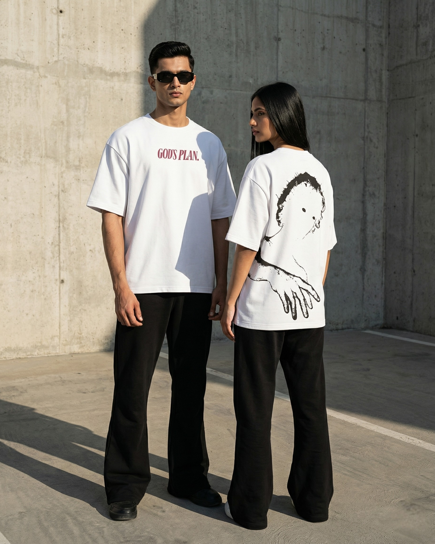 GOD'S PLAN WHITE UNISEX OVERSIZED TSHIRT