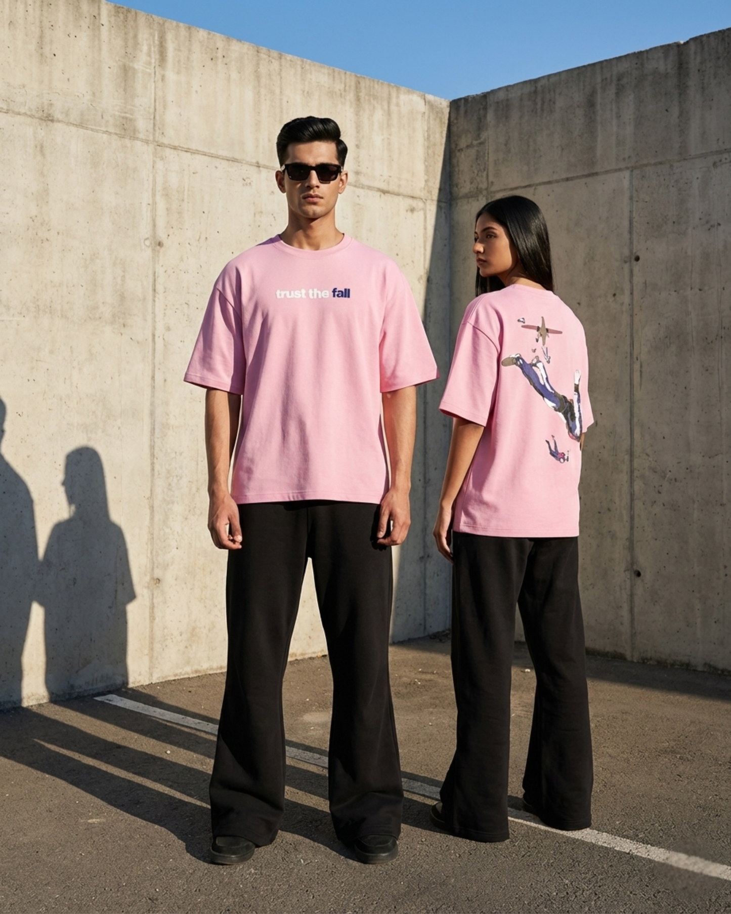 TRUST THE FALL SOFT PINK UNISEX OVERSIZED TSHIRT