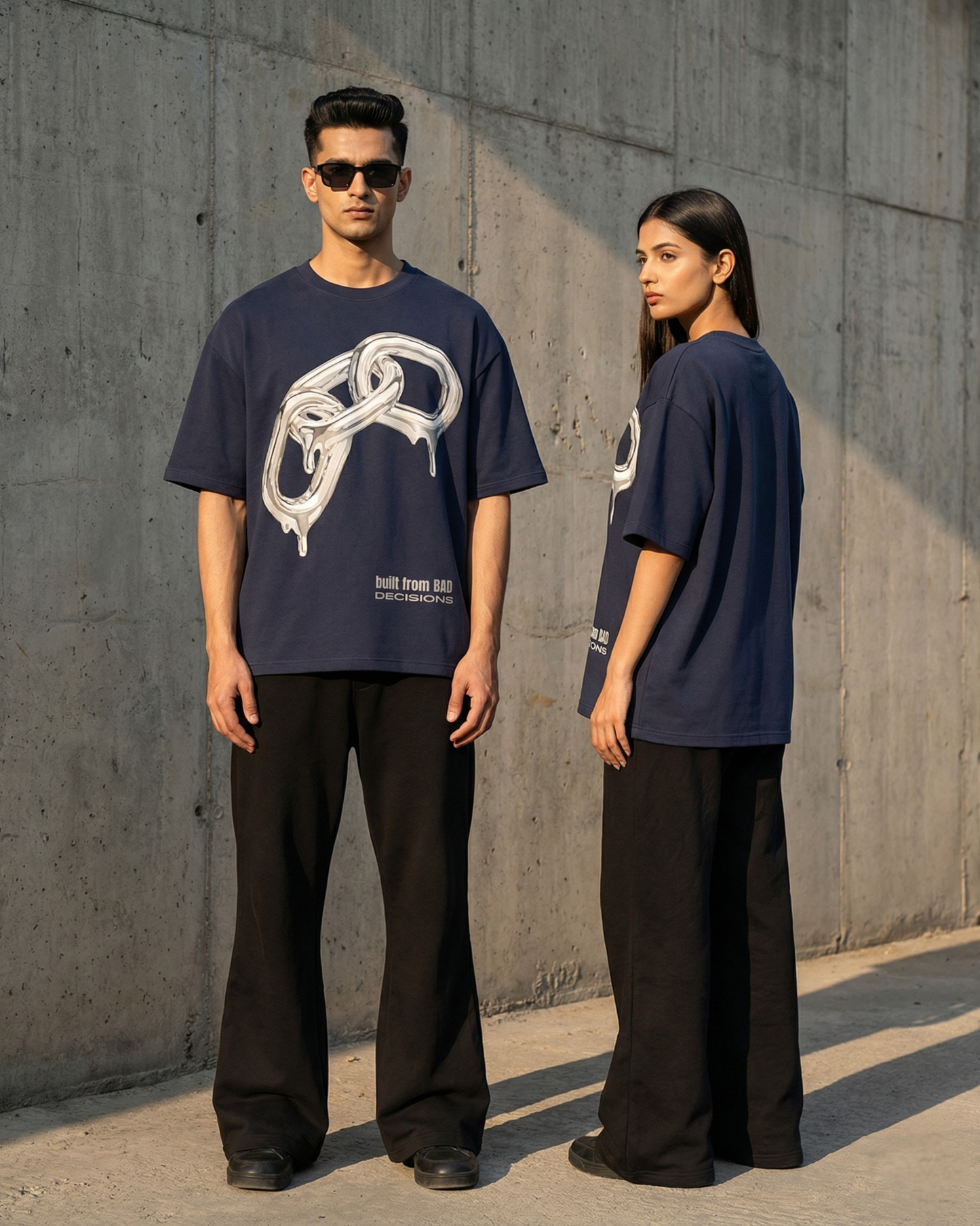 BAD DECISIONS NAVY BLUE UNISEX OVERSIZED TSHIRT