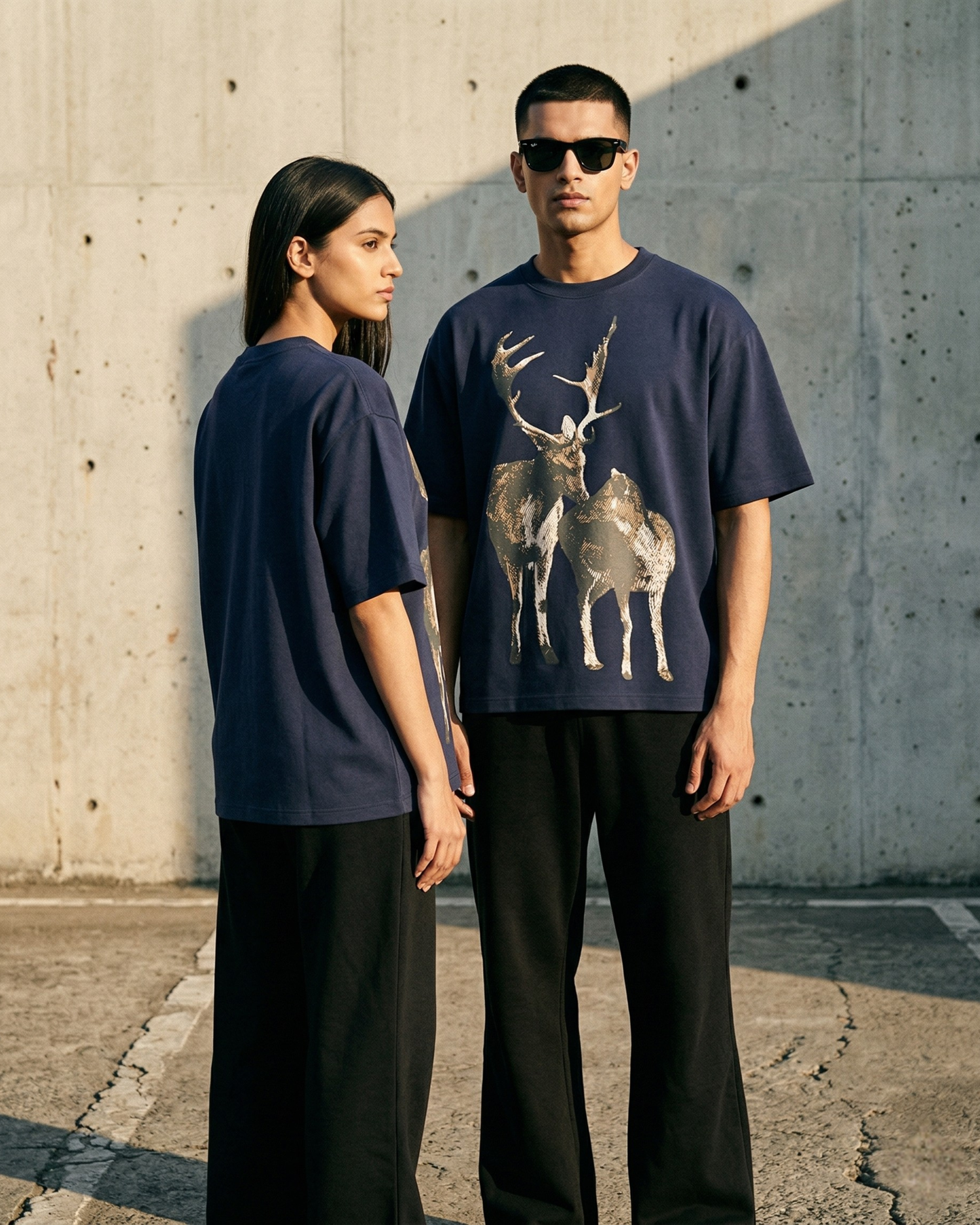 WILD BOND NAVY BLUE UNISEX OVERSIZED TSHIRT